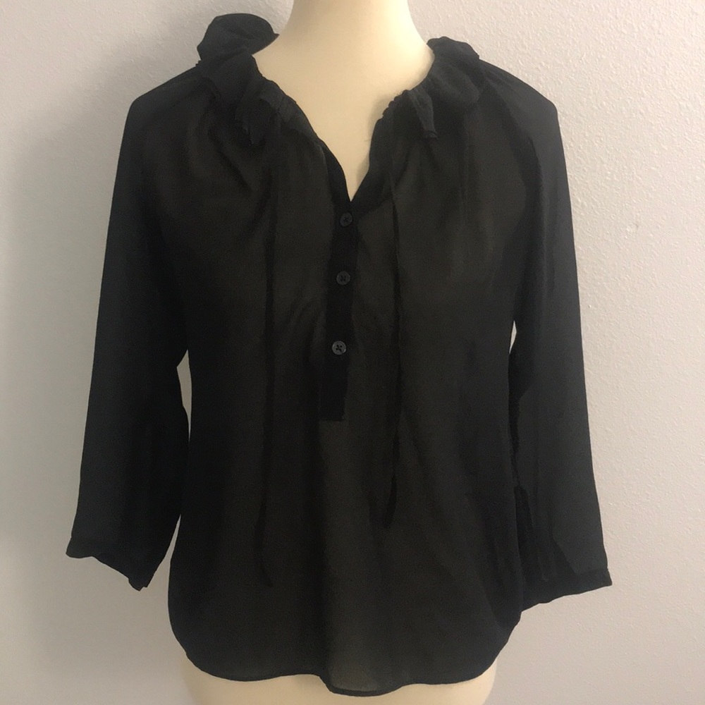 Loft XS Sheer Black Top